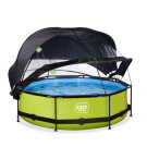 Piscine EXIT Lime ø300x76cm avec pompe filtrante et dôme et voile d'ombrage - vert