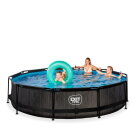 Piscine EXIT Black Wood ø360x76cm avec pompe filtrante - noir