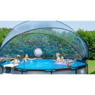Piscine EXIT Black Leather ø450x122cm avec pompe filtrante à sable et dôme et pompe à chaleur - noir