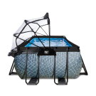 Piscine EXIT Stone 540x250x122cm avec pompe filtrante à sable et dôme et pompe à chaleur - grise