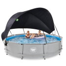 Piscine EXIT Soft Grey ø360x76cm avec pompe filtrante et voile d'ombrage - gris