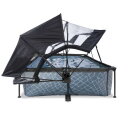 Piscine EXIT Stone 300x200x65cm avec pompe filtrante et d&ocirc;me et voile d'ombrage - grise