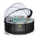 Piscine EXIT Black Leather &oslash;360x122cm avec pompe filtrante &agrave; sable et d&ocirc;me - noir