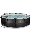 Piscine EXIT Black Leather &oslash;450x122cm avec pompe filtrante &agrave; sable et d&ocirc;me et kit d'accessoires - noir