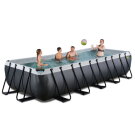 Piscine EXIT Black Leather 540x250x100cm avec pompe filtrante &agrave; sable - noir