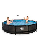 Piscine EXIT Black Wood ø360x76cm avec pompe filtrante - noir