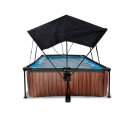 Piscine EXIT Wood 300x200x65cm avec pompe filtrante et voile d'ombrage - marron