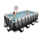 Piscine EXIT Black Leather 400x200x122cm avec pompe filtrante &agrave; sable - noir