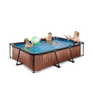 Piscine EXIT Wood 300x200x65cm avec pompe filtrante et d&ocirc;me - marron