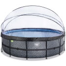 Piscine EXIT Stone ø488x122cm avec pompe filtrante à sable et dôme et pompe à chaleur - grise