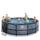 Piscine EXIT Stone &oslash;450x122cm avec pompe filtrante - grise
