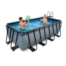 Piscine EXIT Stone 400x200x122cm avec pompe filtrante à sable - grise