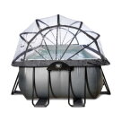 Piscine EXIT Black Leather 540x250x100cm avec pompe filtrante &agrave; sable et d&ocirc;me - noir