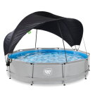 Piscine EXIT Soft Grey ø360x76cm avec pompe filtrante et voile d'ombrage - gris