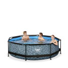 Piscine EXIT Stone ø300x76cm avec pompe filtrante - grise