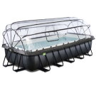 Piscine EXIT Black Leather 540x250x100cm avec pompe filtrante &agrave; sable et d&ocirc;me - noir