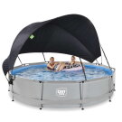 Piscine EXIT Soft Grey ø360x76cm avec pompe filtrante et voile d'ombrage - gris