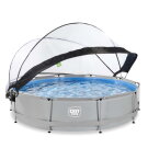 Piscine EXIT Soft Grey ø360x76cm avec pompe filtrante et dôme - gris