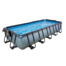 Piscine EXIT Stone 540x250x100cm avec pompe filtrante et dôme - grise