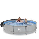 Piscine EXIT Soft Grey ø360x76cm avec pompe filtrante et voile d'ombrage - gris