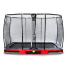 Trampoline enterré EXIT Elegant Premium de 244x427cm avec filet de sécurité Deluxe - rouge