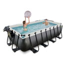 Piscine EXIT Black Leather 400x200x100cm avec pompe filtrante &agrave; sable et d&ocirc;me - noir