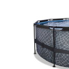 Piscine EXIT Stone ø427x122cm avec pompe filtrante à sable et dôme et pompe à chaleur - grise