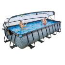 Piscine EXIT Stone 540x250x100cm avec pompe filtrante et dôme - grise
