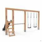 EXIT Linea Massiv 140 Balançoire double en bois avec barre fixe et toboggan