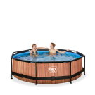 Piscine EXIT Wood ø300x76cm avec pompe filtrante - marron