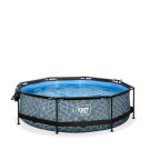 Piscine EXIT Stone ø300x76cm avec pompe filtrante et dôme - grise
