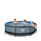 Piscine EXIT Stone ø300x76cm avec pompe filtrante - grise