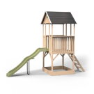 Maisonnette en bois avec toboggan et bac à sable EXIT Panorama 500