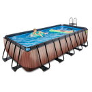 Piscine EXIT Wood 540x250x122cm avec pompe filtrante à sable - marron