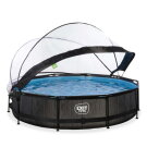 Piscine EXIT Black Wood &oslash;360x76cm avec pompe filtrante et d&ocirc;me - noir