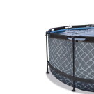 Piscine EXIT Stone &oslash;360x122cm avec pompe filtrante &agrave; sable et d&ocirc;me et pompe &agrave; chaleur - grise