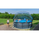 Piscine EXIT Stone ø450x122cm avec pompe filtrante à sable et dôme et pompe à chaleur - grise