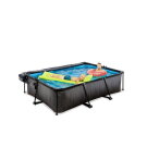 Piscine EXIT Black Wood 220x150x65cm avec pompe filtrante et dôme - noir