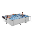 Piscine EXIT Soft Grey 300x200x65cm avec pompe filtrante et d&ocirc;me - gris