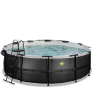 Piscine EXIT Black Leather ø450x122cm avec pompe filtrante à sable et dôme et kit d'accessoires - noir