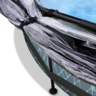 Piscine EXIT Stone &oslash;360x76cm avec pompe filtrante et d&ocirc;me et voile d'ombrage - grise