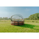 Piscine EXIT Wood ø427x122cm avec pompe filtrante à sable et dôme et pompe à chaleur - marron