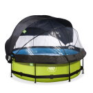 Piscine EXIT Lime &oslash;300x76cm avec pompe filtrante et d&ocirc;me et voile d'ombrage - vert