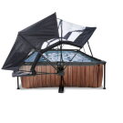 Piscine EXIT Wood 300x200x65cm avec pompe filtrante et dôme et voile d'ombrage - marron