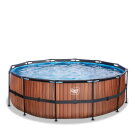 Piscine EXIT Wood ø427x122cm avec pompe filtrante à sable - marron