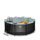 Piscine EXIT Black Leather ø360x122cm avec pompe filtrante à sable - noir