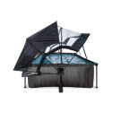 Piscine EXIT Black Wood 220x150x65cm avec pompe filtrante et d&ocirc;me et voile d'ombrage - noir