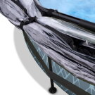 Piscine EXIT Stone &oslash;300x76cm avec pompe filtrante et d&ocirc;me et voile d'ombrage - grise