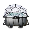 Piscine EXIT Black Leather 400x200x122cm avec pompe filtrante &agrave; sable et d&ocirc;me et kit d'accessoires - noir
