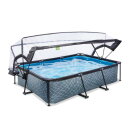Piscine EXIT Stone 300x200x65cm avec pompe filtrante et d&ocirc;me - grise